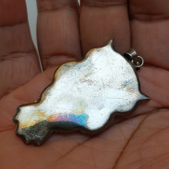 Vibrant Multicolor Crystals Micro Mosaic Owl Sterling Silver Pendant - Picture 4 of 7